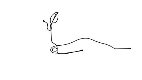 Continuous line A tree in the hand Vector hand drawn illustration Stock Footage 143240995