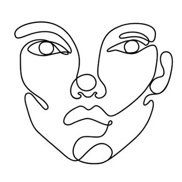 Continuous line vector drawing. Abstract line art portrait. One line Stock Illustration