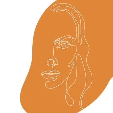 Continuous line vector drawing. Face silhouette. Abstract portrait. Stock Illustration
