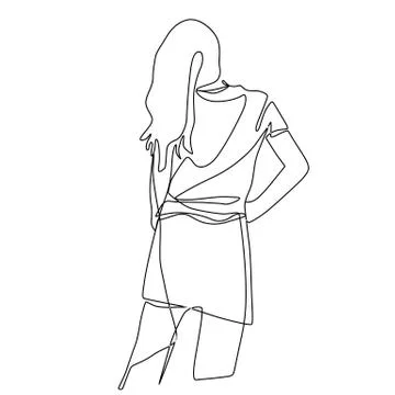 Continuous line vector drawing. One line illustration. Abstract silhouette. Stock Illustration