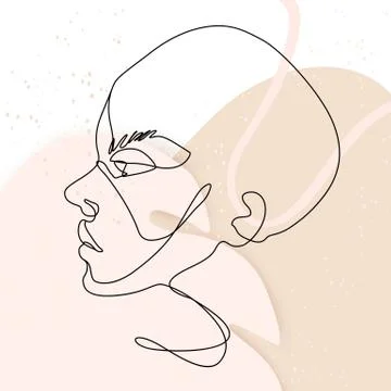 Continuous line vector drawing. Set of faces silhouettes. Abstract portrait. Stock Illustration