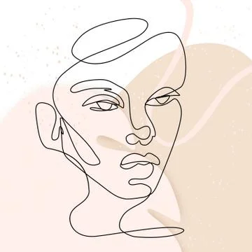 Continuous line vector drawing. Set of faces silhouettes. Abstract portrait. Illustrazione stock