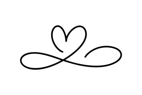 Continuous line vector heart divider drawing illustrating love and connection Stock Illustration