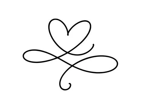 Continuous line vector heart divider drawing illustrating love and connection Stock Illustration