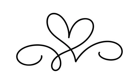 Continuous line vector heart divider drawing illustrating love and connection Stock Illustration