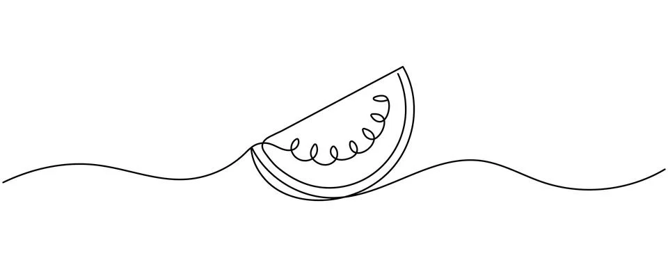 Continuous line watermelon fruit vector illustration. Editable stroke Illustrazione stock