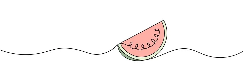 Continuous line watermelon fruit vector illustration. Editable stroke Иллюстрация