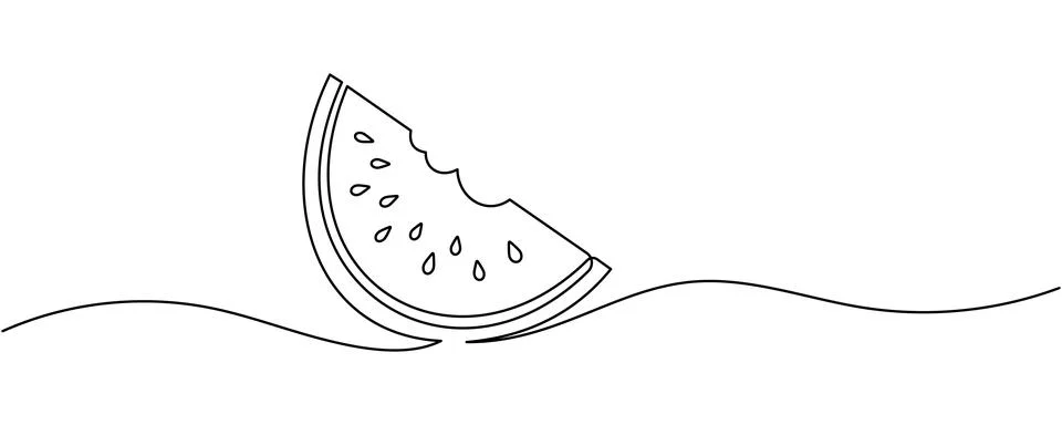 Continuous line watermelon fruit vector illustration. Editable stroke Stock Illustration