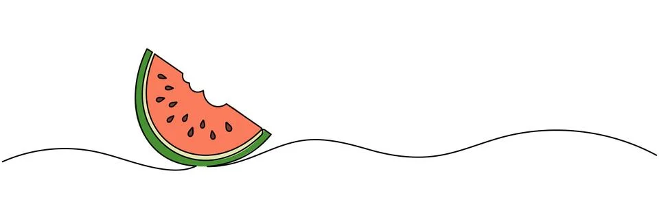 Continuous line watermelon fruit vector illustration. Editable stroke Stock Illustration