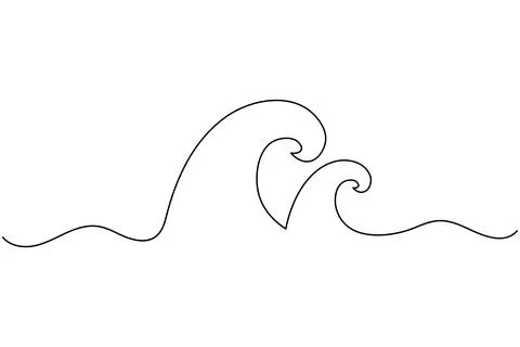 Continuous line wave drawing isolated on white background Stock Illustration