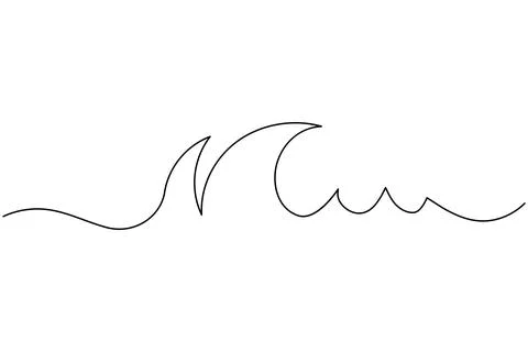Continuous line wave drawing isolated on white background Stock Illustration