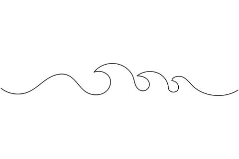 Continuous line wave drawing isolated on white background Stock Illustration
