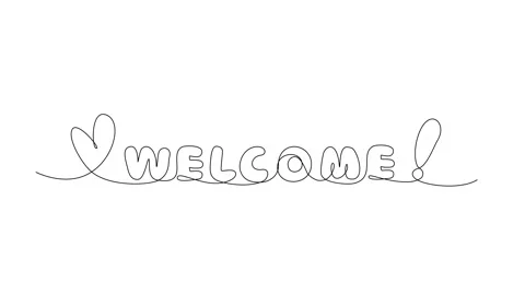 Continuous Line Welcome Icon, Welcome Quote Silhouette, Greeting Message Endless Stock Footage 250165543
