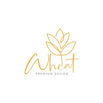 Continuous line wheat grass logo symbol icon vector graphic design illustra.. Stock Illustration