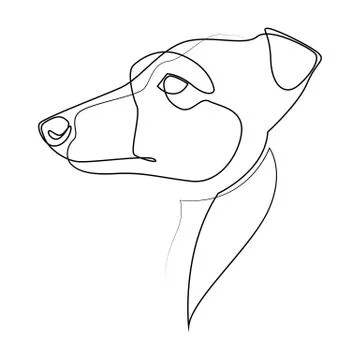 Continuous line Whippet. Single line minimal style English Whippet or Snap dog Stock Illustration