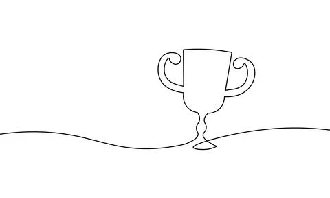 Continuous line winner prize. Contest leader first honor ceremony trophy. Team Stock Illustration