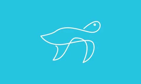 Continuous lines cute turtle logo symbol vector icon illustration graphic d.. Stock Illustration