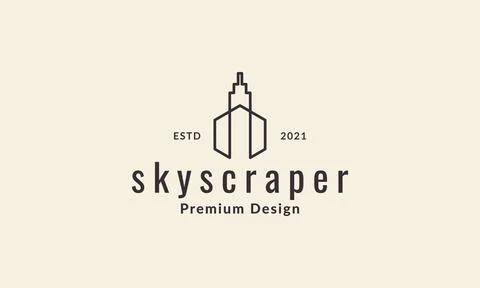 Continuous lines  skyscraper logo symbol vector icon illustration graphic d.. Stock Illustration