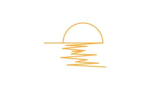 Continuous lines sunset with sea logo vector icon illustration design Stock-Illustration