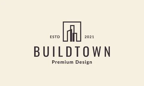 Continuous lines town building logo vector icon illustration design Ilustración de archivo