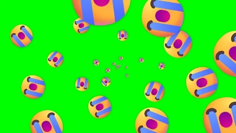 Continuous Loop of Falling Loudly Crying Emojis on Green Screen Stock Footage 347897039