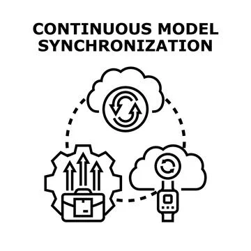 Continuous model synchronization process connecting cloud and devices Stock Illustration