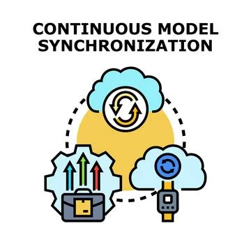 Continuous model synchronization process connecting cloud and devices イラスト素材