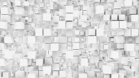 Continuous movement of luminous cubes of different sizes. Seamless loop. Stock Footage 125596515