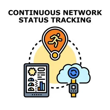 Continuous network status tracking system monitoring data Stock Illustration
