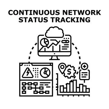 Continuous network status tracking system monitoring performance Stock Illustration
