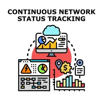 Continuous network status tracking system monitoring performance Stock Illustration