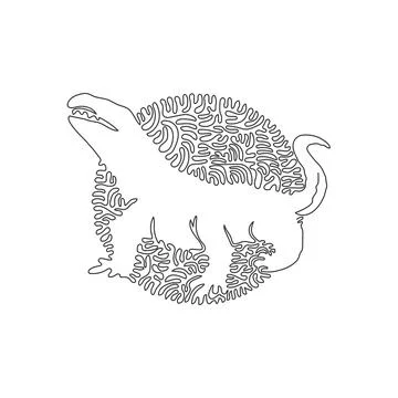 Continuous one curve line drawing of scary komodo dragon. Stock Illustration