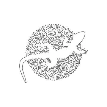 Continuous one curve line drawing of exotic lizard abstract art in circle. Stock Illustration