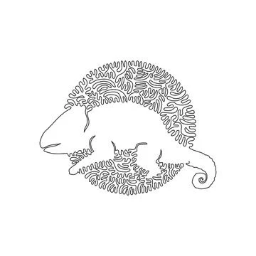Continuous one curve line drawing of funny chameleon abstract art in circle. Stock Illustration