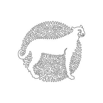 Continuous one curve line drawing. Agile body of the cheetah. Abstract art Illustrazione stock