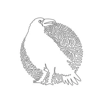Continuous one curve line drawing of scary crow. Abstract art in circle Stock Illustration