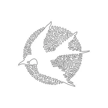 Continuous one curve line drawing of adorable swallow Stock Illustration