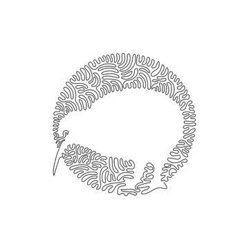 Continuous one curve line drawing of cute kiwi abstract art in circle Illustrazione stock