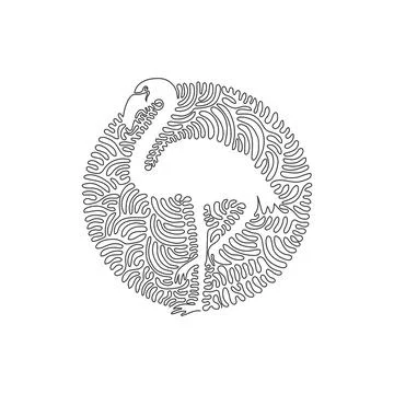 Continuous one curve line drawing abstract art. Flamingo showing off his sleek Stock Illustration