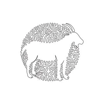 Continuous one curve line drawing. Goats are intelligent animals Illustrazione stock