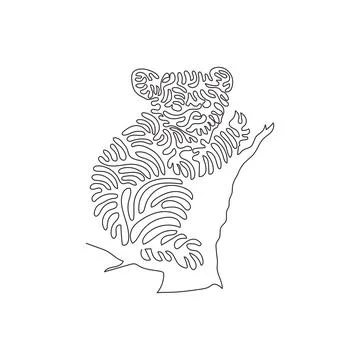 Continuous one curve line drawing of funny koala abstract art Stock Illustration