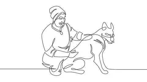 Continuous one drawn line  animal dog Video stock 99683412