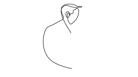 Continuous one drawn single line of romantic kiss of two lovers, newlyweds, youn Stock Footage 149383399