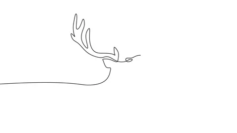 Continuous one line of abstract deer head poster for wallpaper Stock Footage 227565596