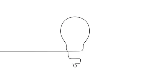 Continuous one line animation of electric light bulb isolated white background Stock Footage 227453666