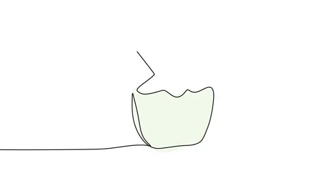 Continuous one line animation green coconut water drink with drinking straw Stock Footage 227447566