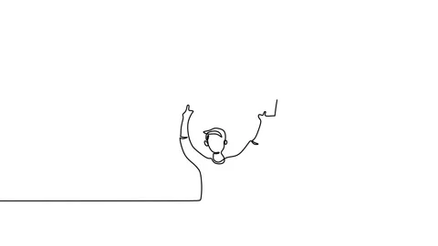 Continuous one line animation of a man lifting demonstration board Vidéo 227531533