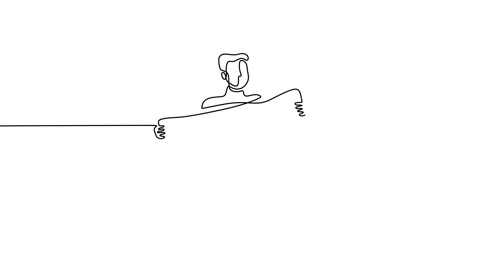 Continuous one line animation of a man bringing demonstration board banner Stock Footage 227531775