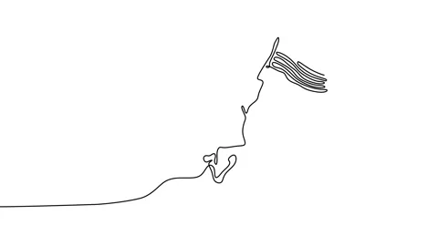 Continuous one line animation of patriot day running man bring american flag Stock Footage 227533657