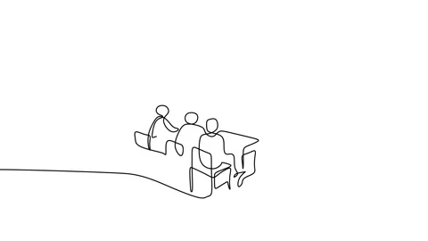 Continuous one line animation of a teacher explaining student at classroom Stock Footage 227446438